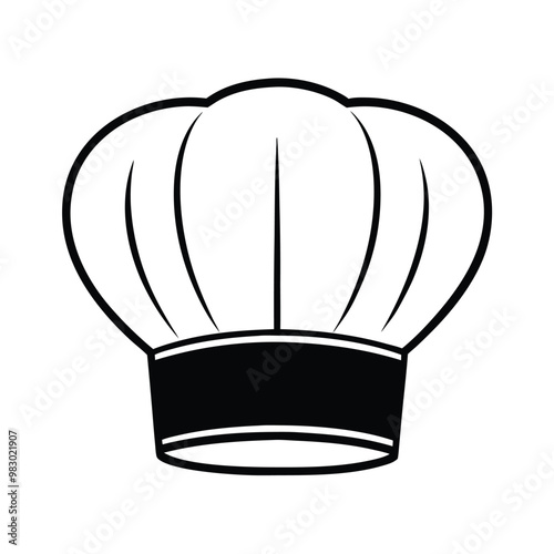 a Minimalist Chef shat, Vector silhouette, on an isolated white background