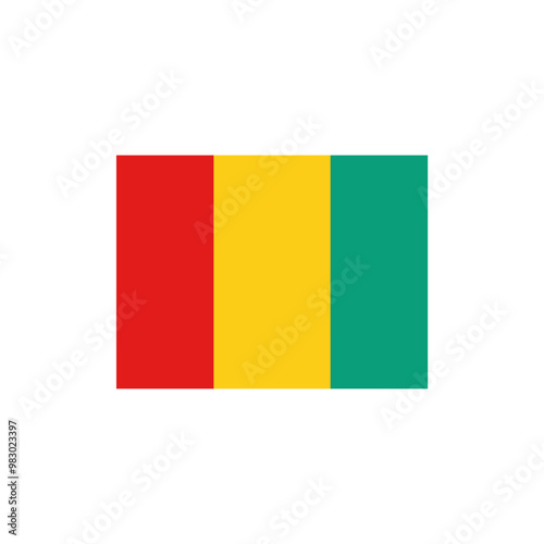 Flag of Guinea with Red, Yellow, and Green Stripes. Vector icon design.