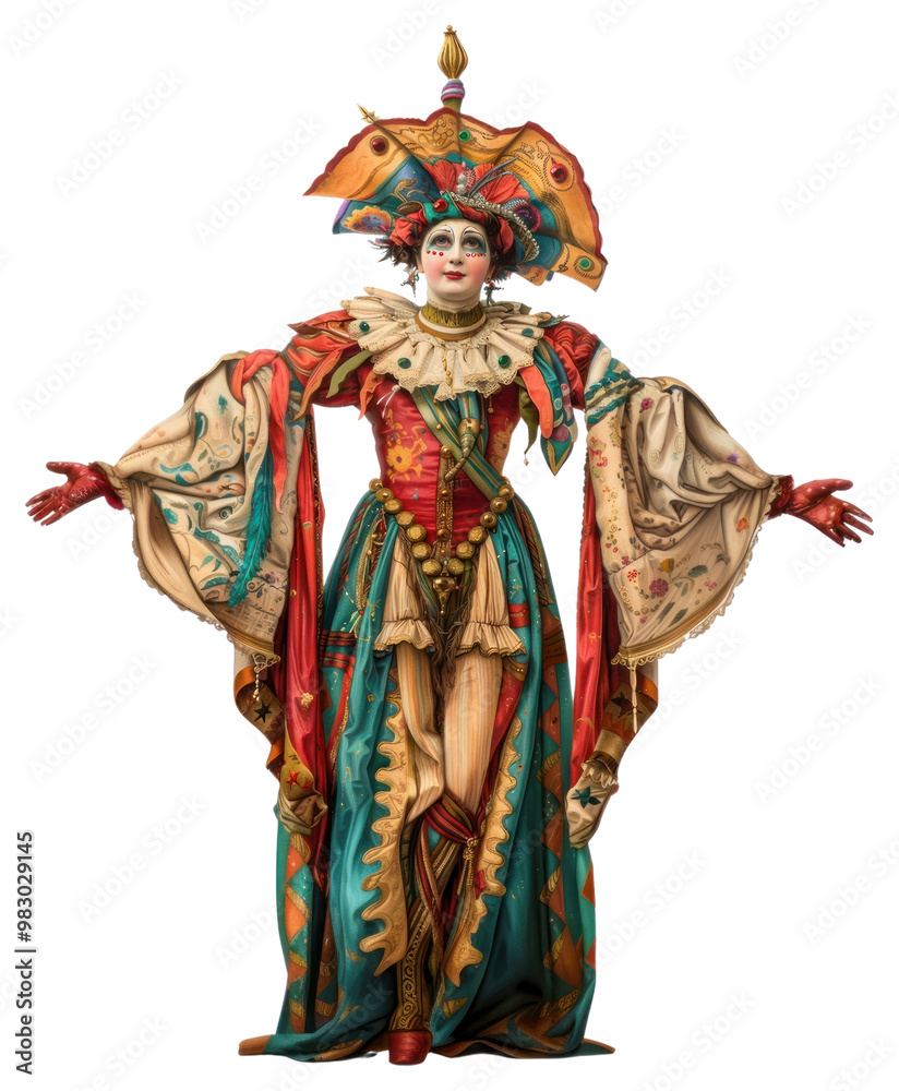 Obraz premium PNG Colorful ornate jester costume