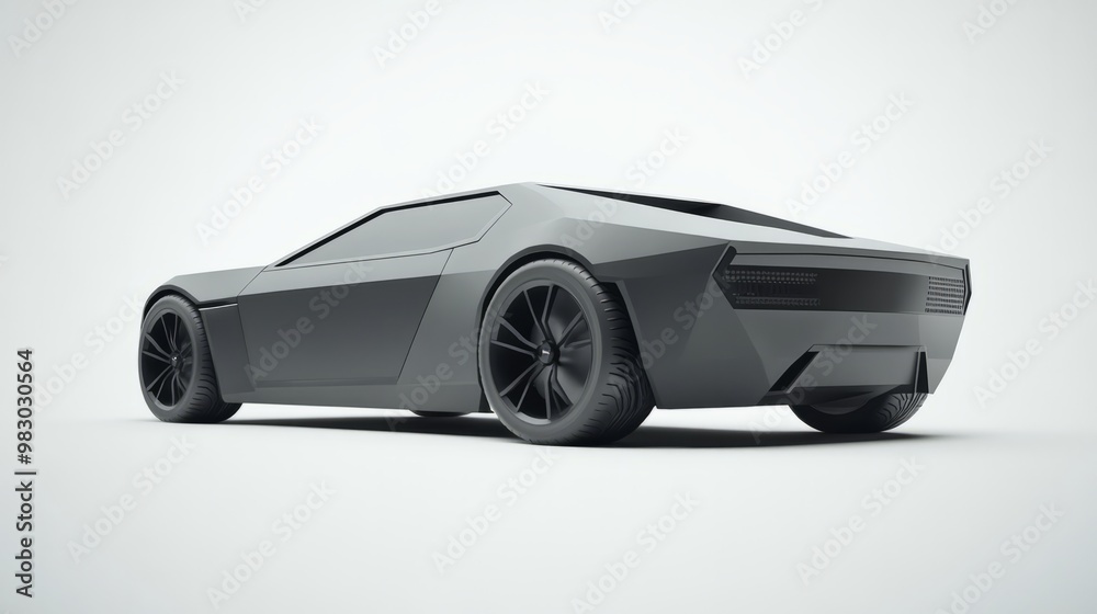 Futuristic Black Concept Car Render - Side and Back View Futuristic Black Concept Car Render - Side and Back View