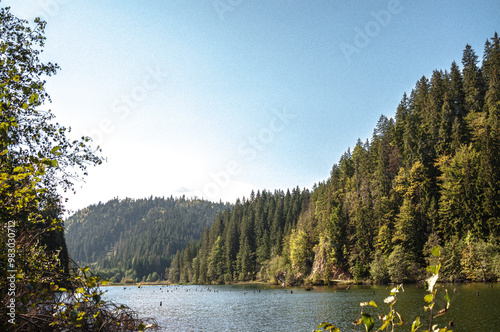 Bicaz, Red Lake is a very beautiful place in the mountains of Romania photo