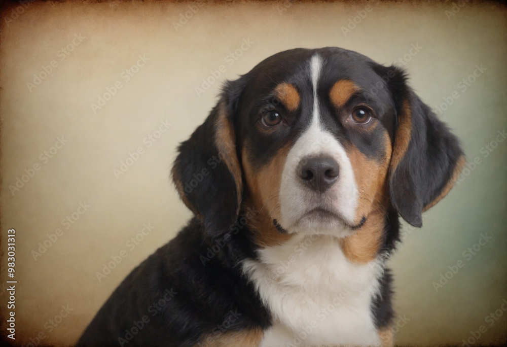 Close-up portrait of a friendly dog with expressive eyes in a vintage-style frame
Close-up portrait of a friendly dog with expressive eyes in a vintage-style frame
