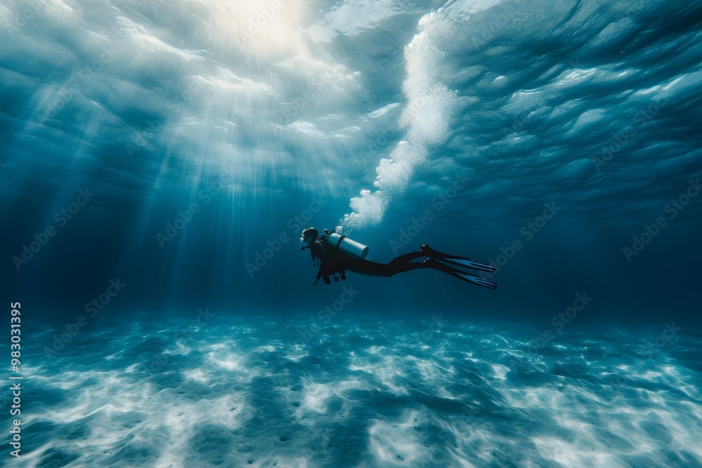 Fototapeta premium diver scuba diving under the ocean 