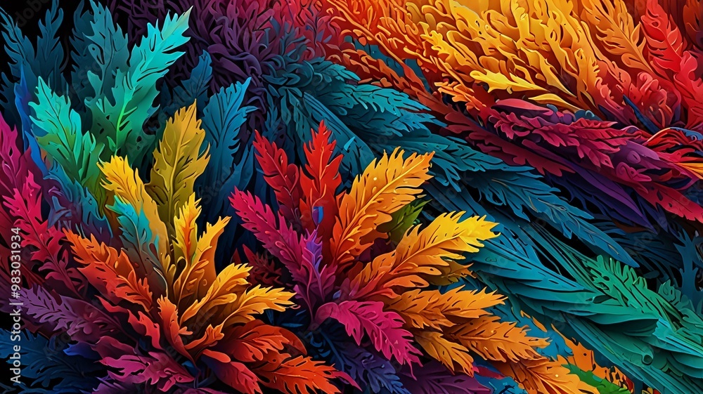 leaf colorful plant layered pattern art abstract. leaf colorful plant layered pattern art abstract.