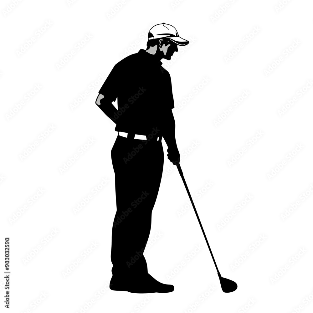 vector silhouette of a golf player on a white background .Generative AI vector silhouette of a golf player on a white background .Generative AI