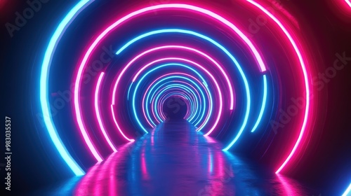 Intersecting 3D neon rings creating a dynamic geometric pattern in a dark void.