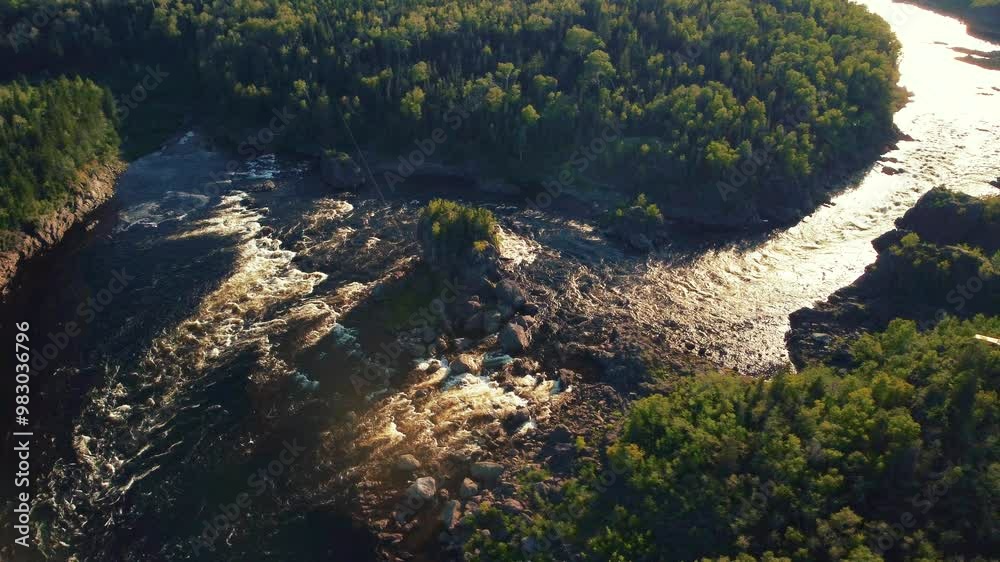 An overhead view of a scenic bend in the Exploit River, Grand Falls-Windsor 