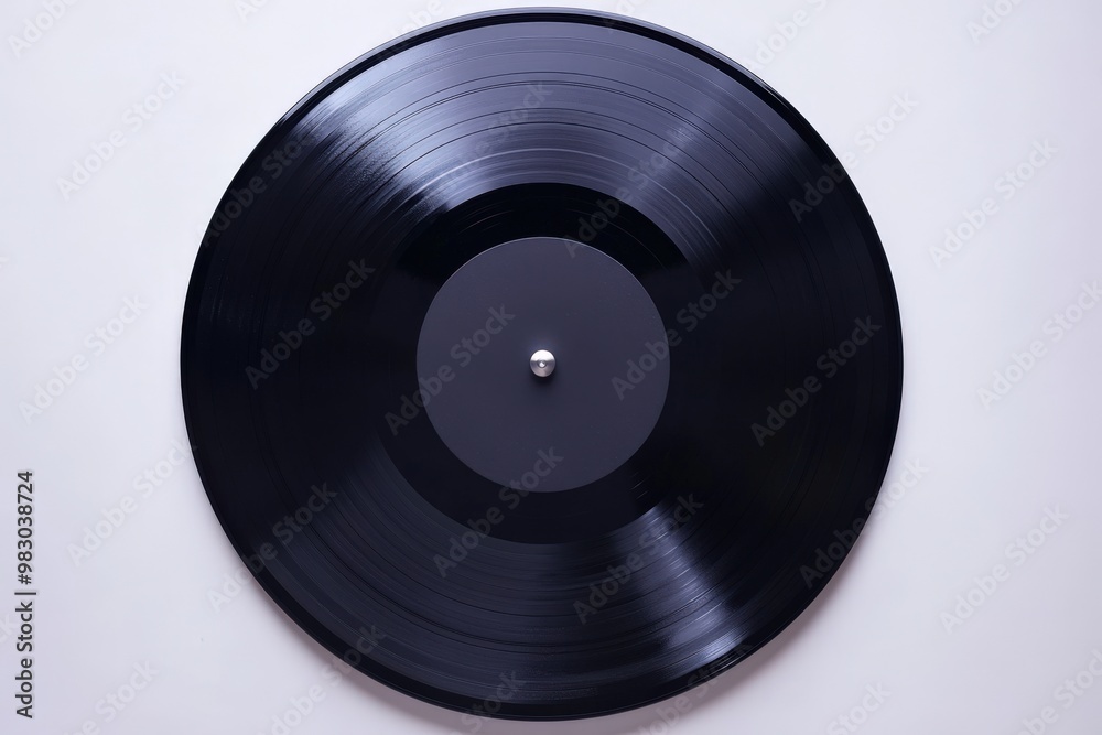 Vinyl Record Player. Stylish Black Object on White Background, Top View Vinyl Record Player. Stylish Black Object on White Background, Top View