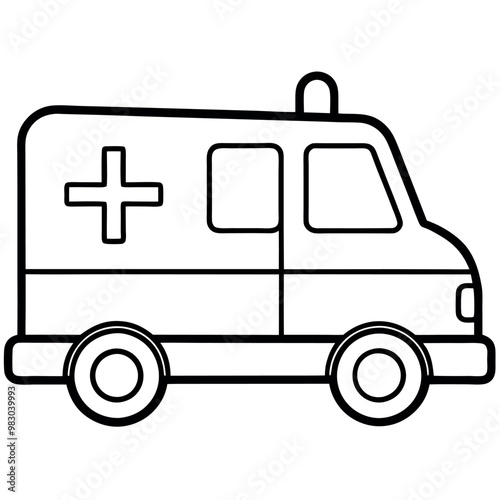 Bold line art Emergency Ambulance