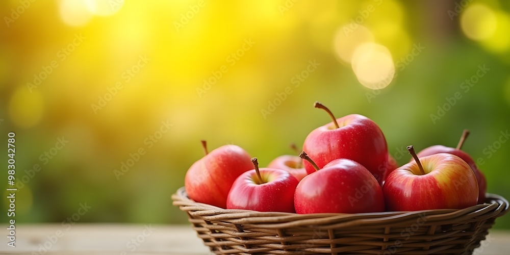 Fresh red apples in a basket on natural background
Fresh red apples in a basket on natural background
