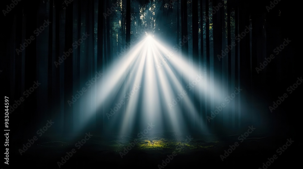 Light beams breaking through a dense fog in a dark forest, mysterious and captivating, forest glowtime, eerie and enchanting Light beams breaking through a dense fog in a dark forest, mysterious and captivating, forest glowtime, eerie and enchanting