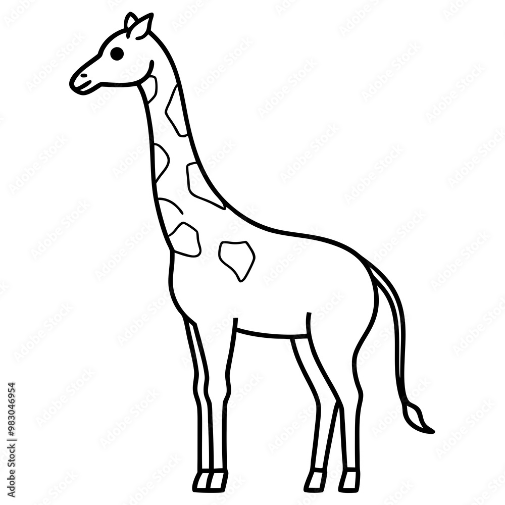 Obraz premium Minimalist Giraffe Outline with Extended Neck on White