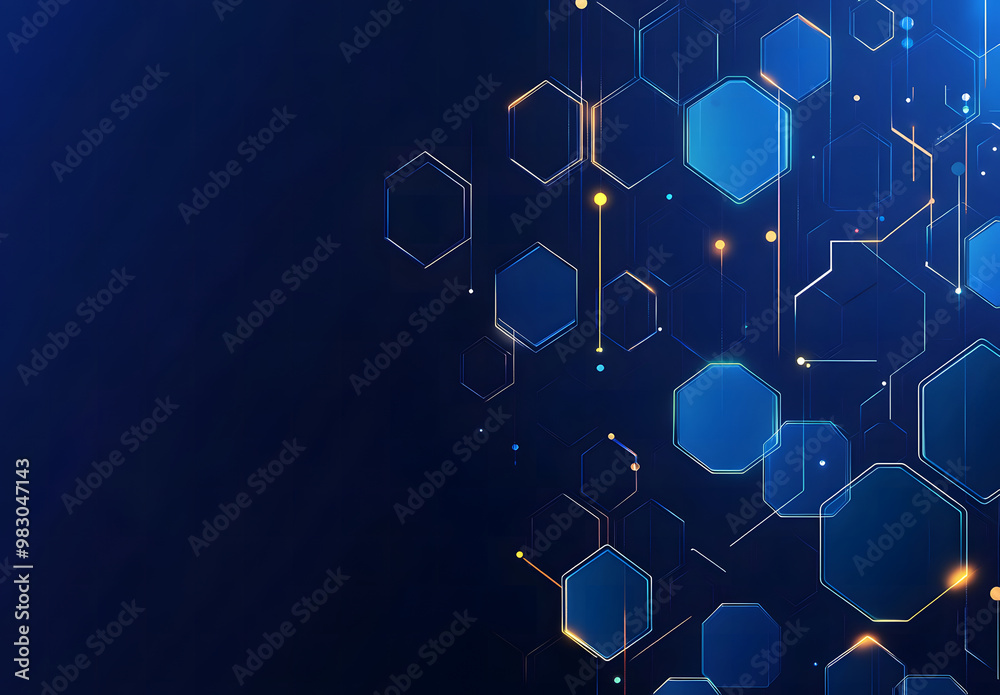 Futuristic Hexagonal Grid Pattern - Blue Digital Abstract Background Futuristic Hexagonal Grid Pattern - Blue Digital Abstract Background