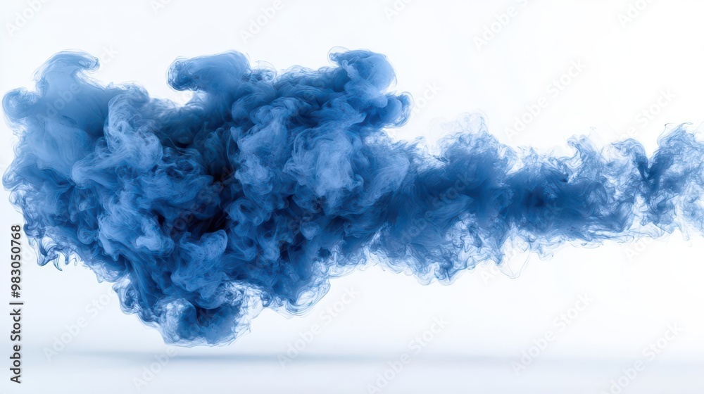 Blue smoke cloud on white background, ideal for artistic designs. Blue smoke cloud on white background, ideal for artistic designs.