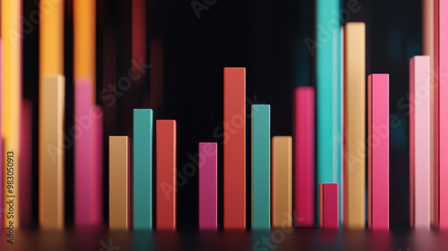 Colorful bar graph representing data visualization and analytics trends, suitable for business and design presentations.