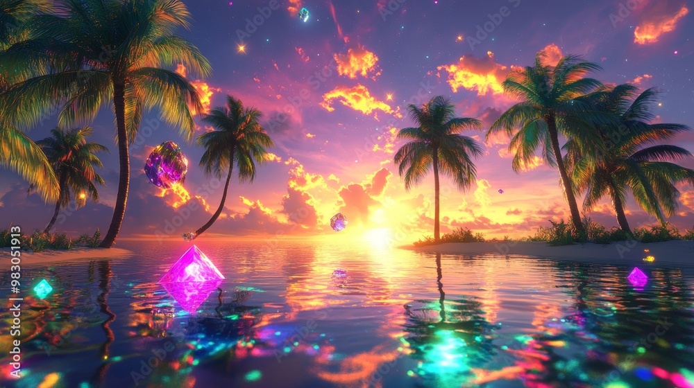 Tropical Sunset with Holographic Crystals Tropical Sunset with Holographic Crystals
