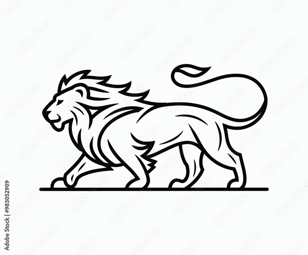 Wild majestic lion silhouette EPS vector file animal illustration template on a white background Wild majestic lion silhouette EPS vector file animal illustration template on a white background
