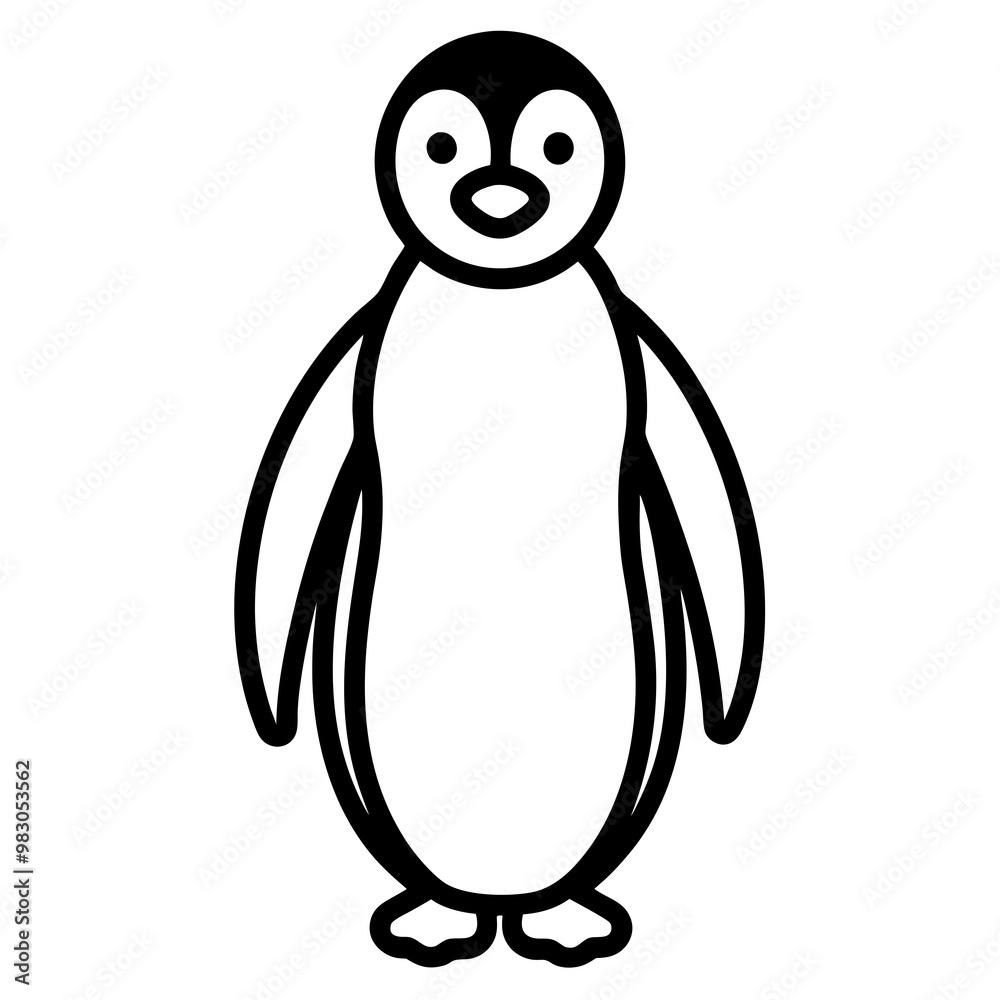 Fototapeta premium Minimalist Penguin Icon with Clean Lines on White vector