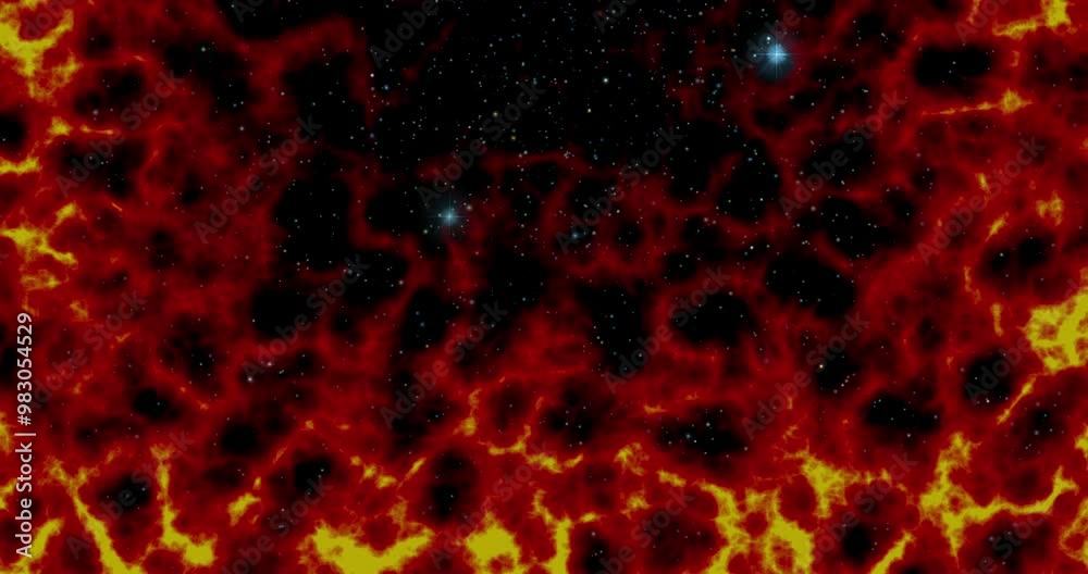 A striking celestial cosmic scene, fire with a vibrant red nebula with bright burning flames in the foreground, contrasted by a star-spotted black galaxy background A striking celestial cosmic scene, fire with a vibrant red nebula with bright burning flames in the foreground, contrasted by a star-spotted black galaxy background
