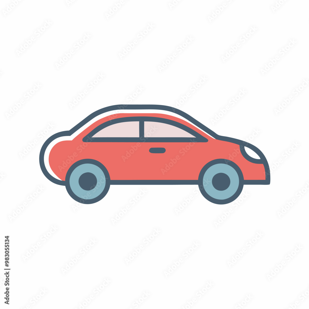 Vibrant Ride: The Red Car in Automotive Design Illustrator Artwork Vibrant Ride: The Red Car in Automotive Design Illustrator Artwork