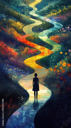 Life Choices Abstract Representation of Decision-Making at a Crossroads with Multiple Pathways Business Marketing Background Personal Growth Backdrop Coaching Teaching Education University College