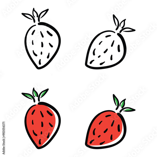 Strawberry Fruit Icon Doodle Illustration