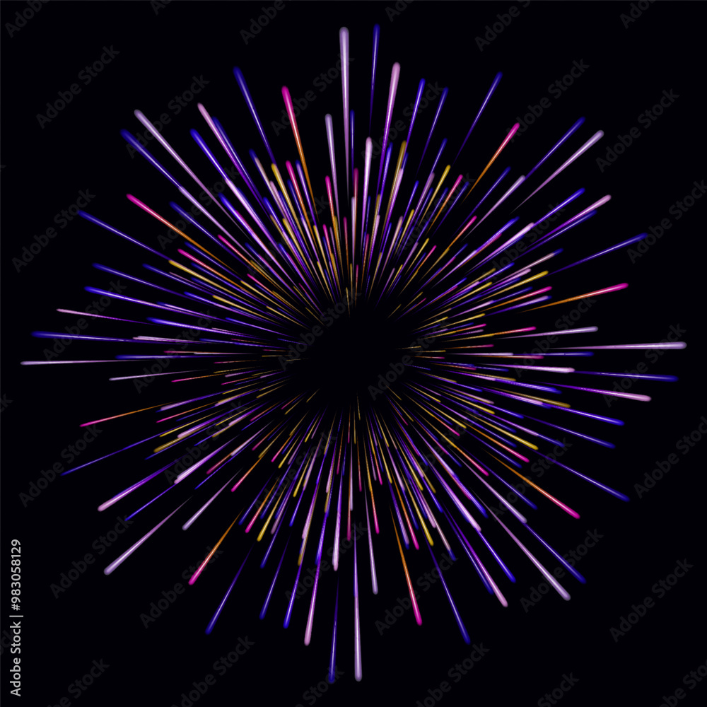 Obraz premium Neon stripes in the form of drill, turns and swirl. Illustration of high speed concept. Image of speed motion on the road. Abstract background in blue and purple neon glow colors