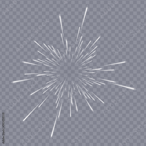 Shining sun, bright flash star, white light.