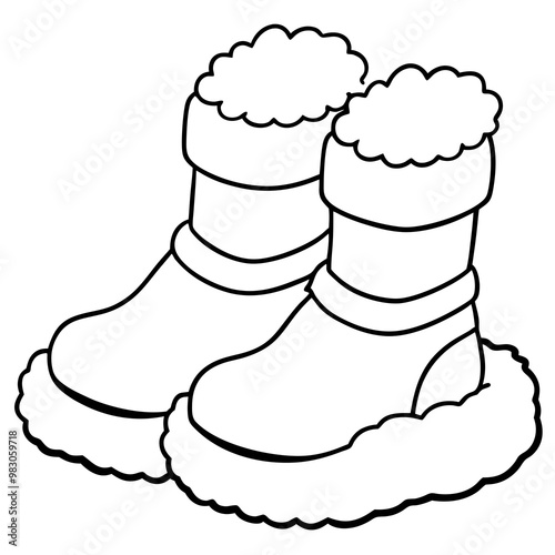 Santa's Fur-Trimmed Boots in Snow - Vector Art 1