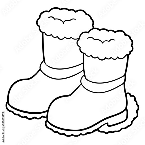 Santa's Fur-Trimmed Boots in Snow - Vector Art 1