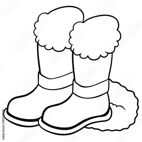 Santa's Fur-Trimmed Boots in Snow - Vector Art 1