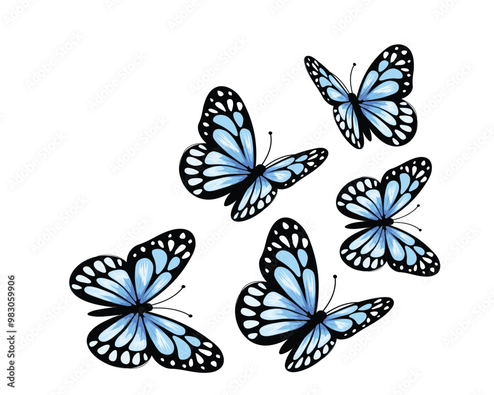 set of butterflies blue butterfly set of butterflies blue butterfly