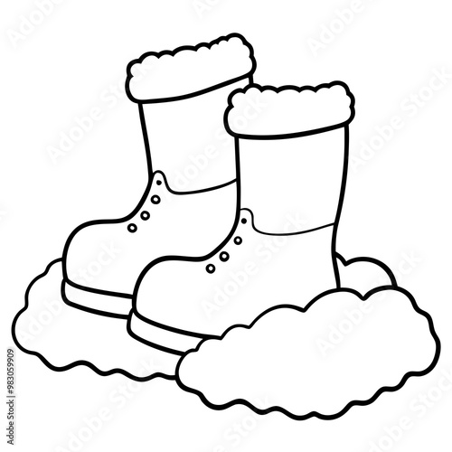 Santa's Fur-Trimmed Boots in Snow - Vector Art 1