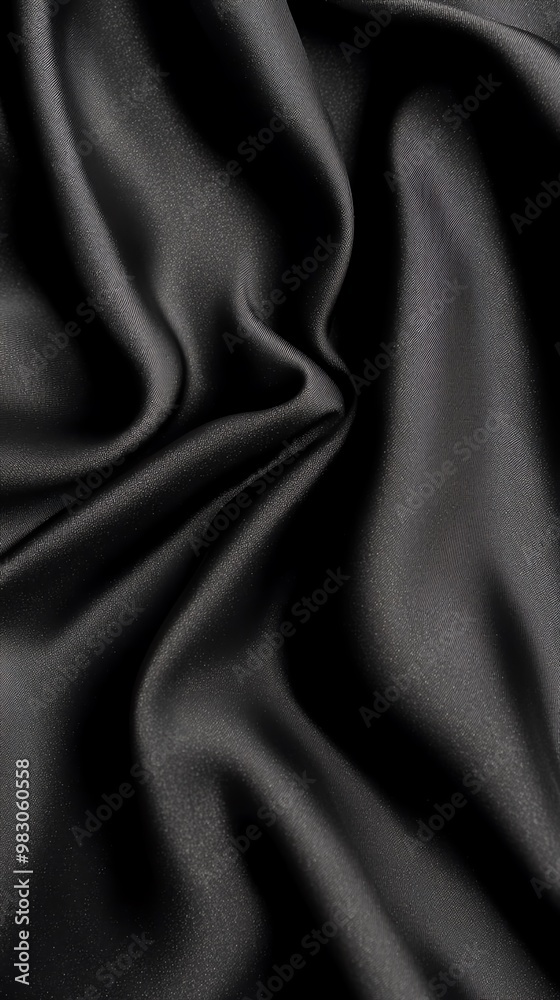 Fototapeta premium Close-up of luxurious black fabric with soft, smooth texture, ideal for fashion, upholstery, and design projects.
