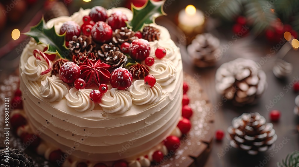 Christmas Cake with Decorations