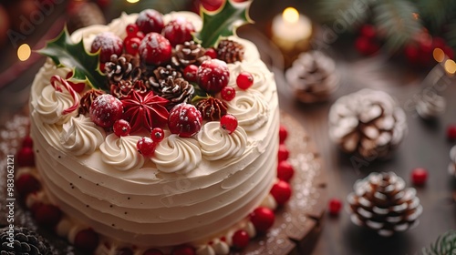 Christmas Cake with Decorations