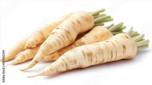 Fresh Parsnips on White Background