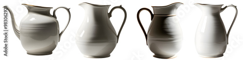 Ceramic jug set isolated on white and transparent background