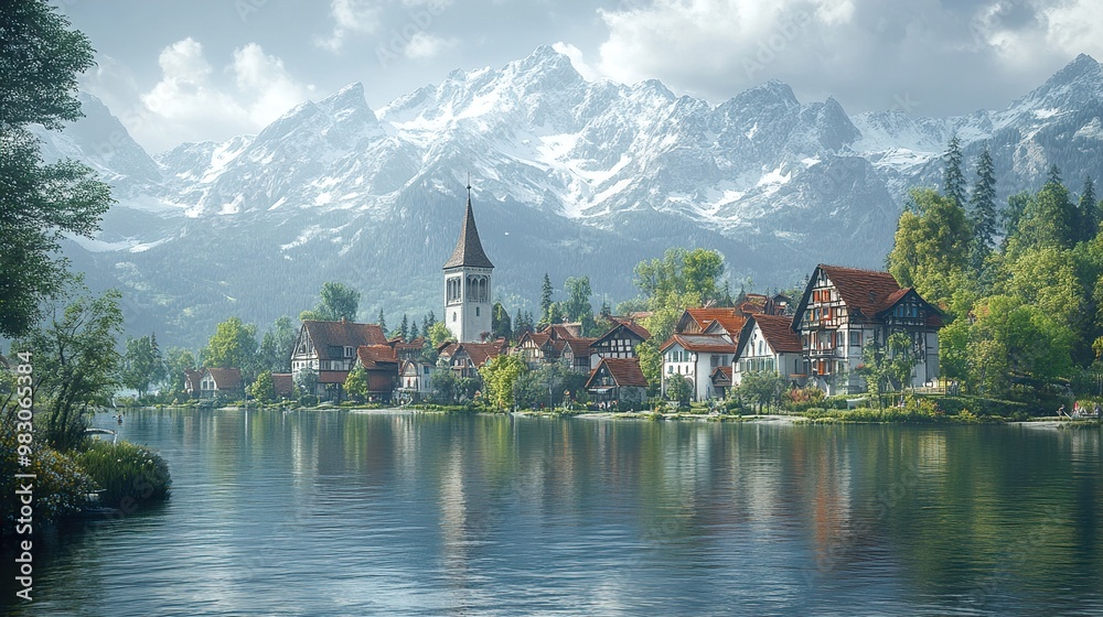 Picturesque Village Nestled in the Alps Picturesque Village Nestled in the Alps