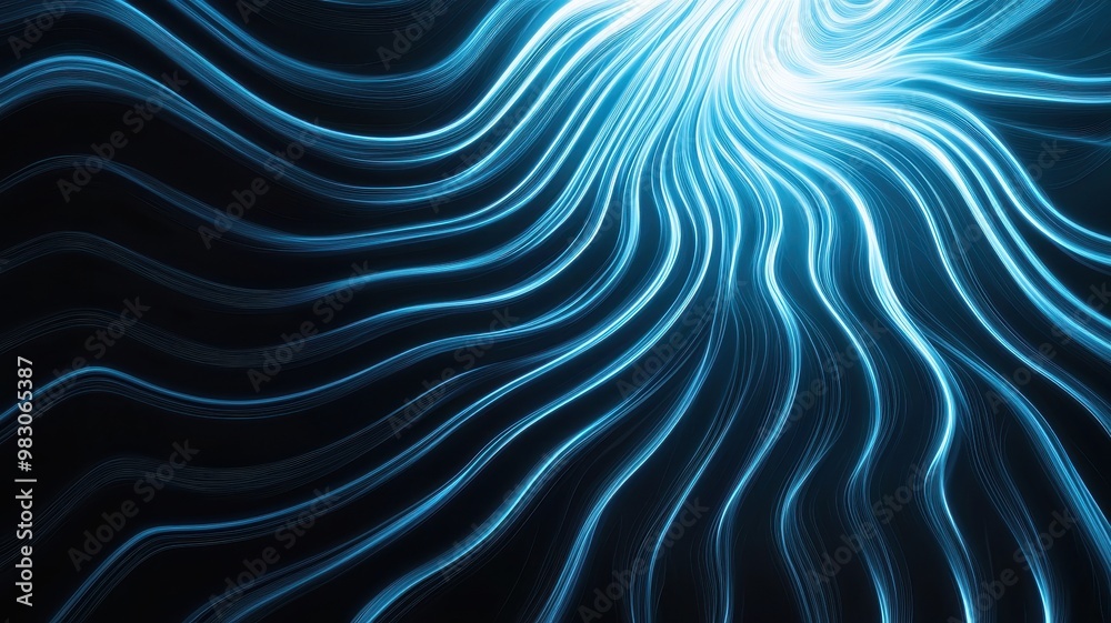Obraz premium Abstract blue wave patterns create a mesmerizing visual effect, enhancing modern designs and digital media presentations.