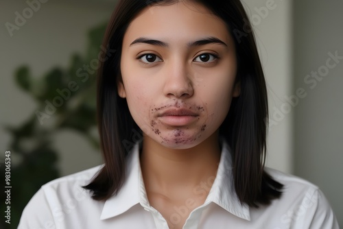 Portrait of a Young Woman with Acne-Prone Skin