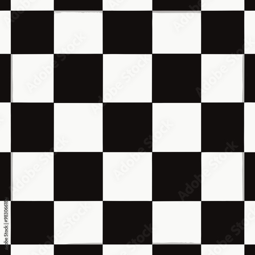 Seamless checkerboard pattern with alternating black and white squares