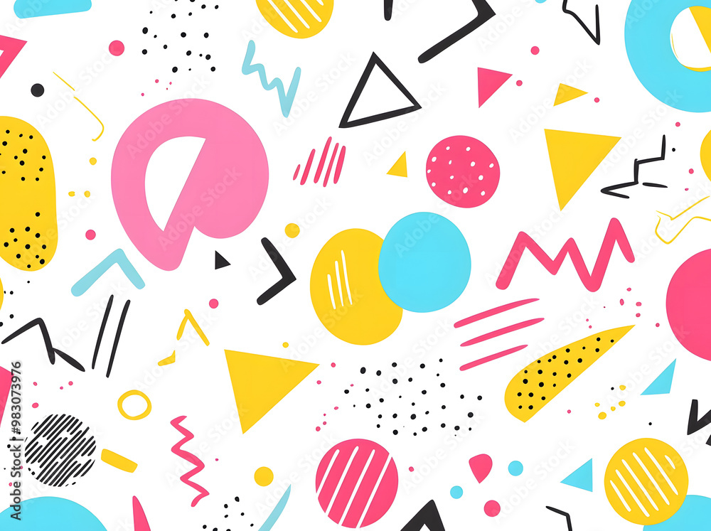 Colorful Abstract Geometric Shapes Pattern - Fun and Playful Design Colorful Abstract Geometric Shapes Pattern - Fun and Playful Design