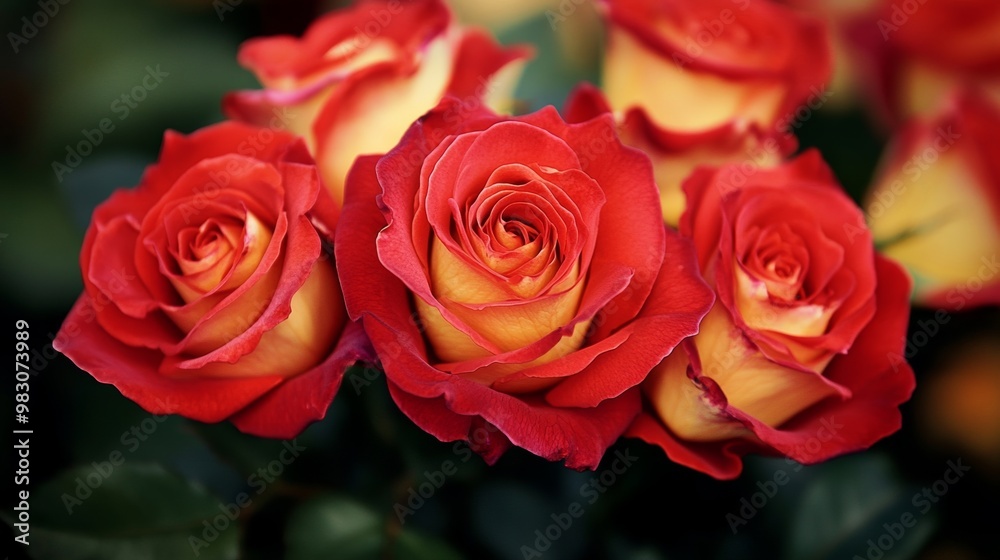 Stunning Red Roses in Bloom with Soft Focus and Natural Backdrop Stunning Red Roses in Bloom with Soft Focus and Natural Backdrop