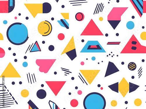 Colorful Abstract Geometric Shapes Pattern - Fun and Playful Design