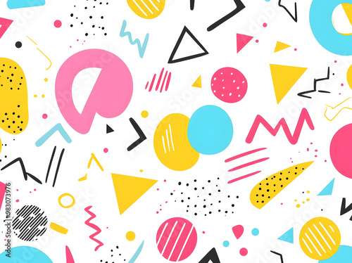 Colorful Abstract Geometric Shapes Pattern - Fun and Playful Design