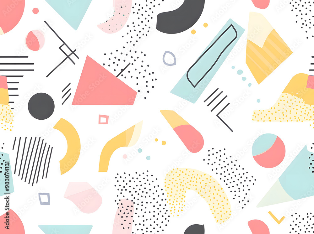 Colorful Abstract Geometric Shapes Pattern - Fun and Playful Design