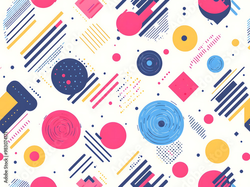 Colorful Abstract Geometric Shapes Pattern - Fun and Playful Design