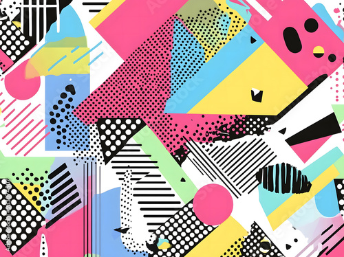 Colorful Abstract Geometric Shapes Pattern - Fun and Playful Design