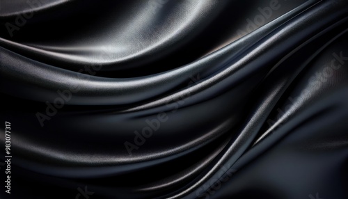 Superfície de tecido preto ondulado brilhante